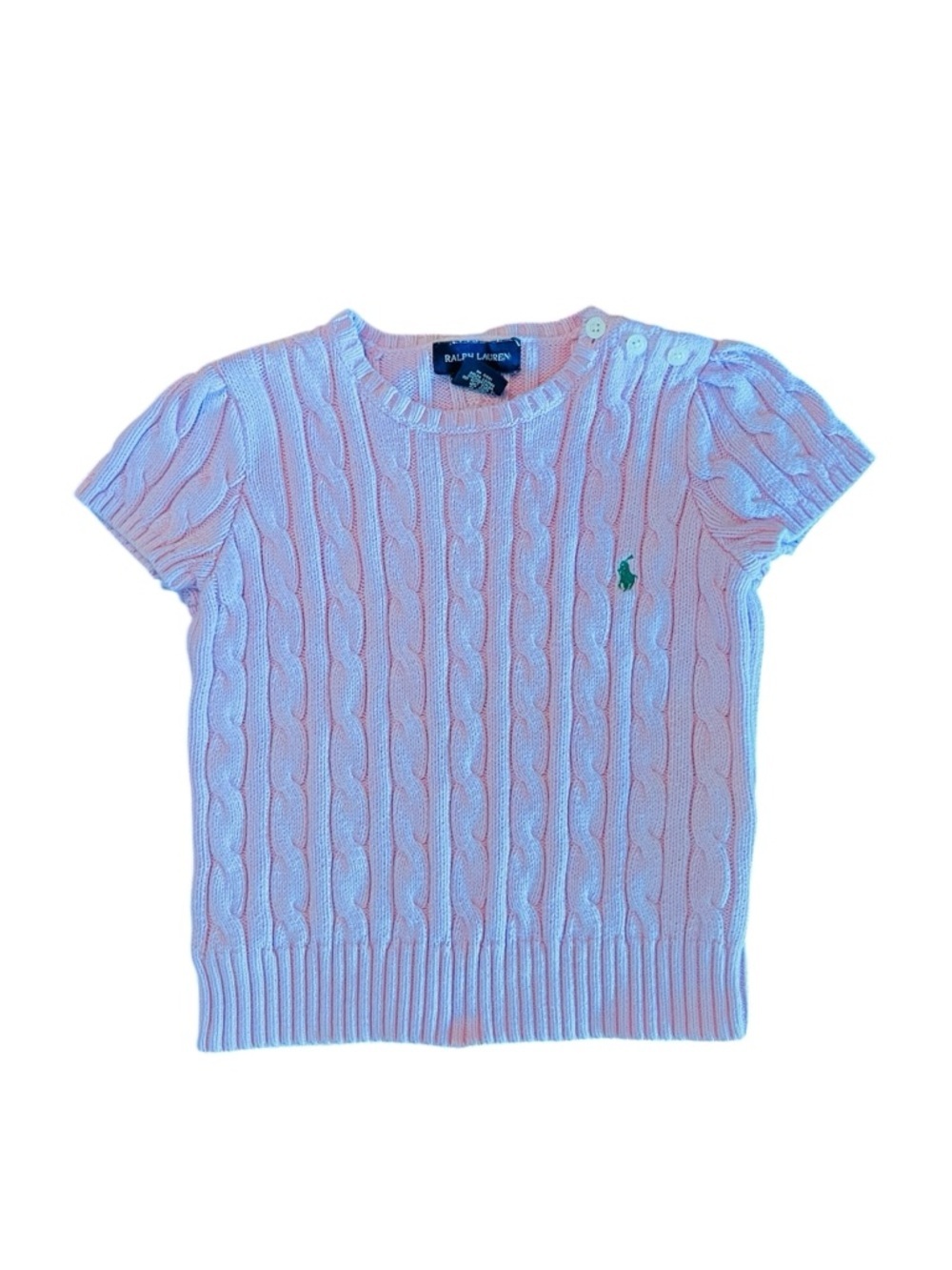 Ralph Lauren Baby Pink Cable Knit Short Sleeve Sweater Top Size 6